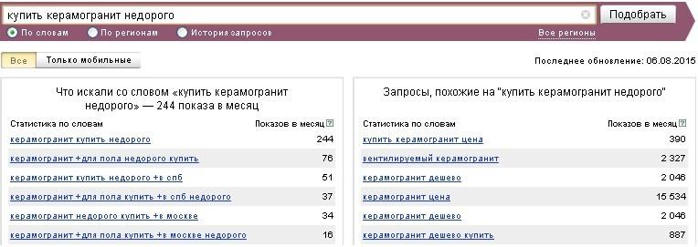 Яндекс Wordstat Работа с Яндекс Wordstat
